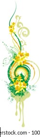 Abstract floral design with flowers, leafs and grunge details, vector illustration series.