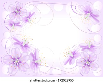 Abstract floral design with flowers and monograms curls 