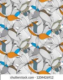 ABSTRACT FLORAL DESIGN. GEOMETRIC LINEAR SEAMLESS PATTERN