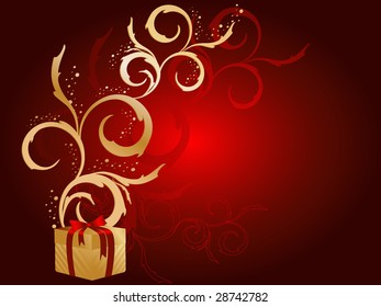 abstract floral design with gift box and copy space
