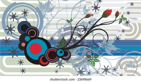 Abstract floral design with ornamental details, vector illustration series.