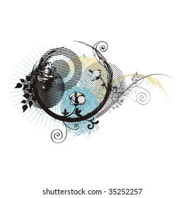 Abstract floral design with ornamental details, vector illustration series.