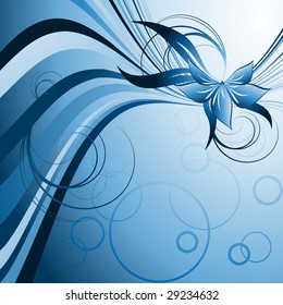 abstract floral design with plants and curves