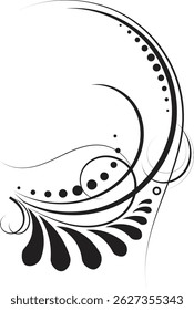 abstract floral design,  abstract floral design silhouette on white background, black design ornament on a white background, Elegant swirling flourishes, Ornate swirl motif