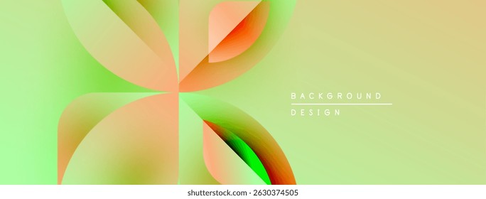 Abstract floral design. Soft gradients create petal shapes. Light yellow, green, orange hues dominate composition. Minimal text present.