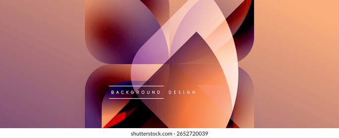 Design floral abstrato. Gradientes suaves, formas sobrepostas criam visuais modernos. Tons quentes dominam a composição. Texto mínimo presente.