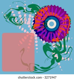 Abstract floral design in square shape with area for copy in this grunge-style vector illustration.