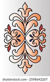  Abstract floral design with swirling patterns and vintage ornamental elements.