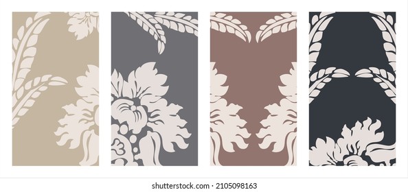 Abstract floral design templates set. Vector illustration cover background for banner, poster, brochure, interior, card, flyer, social media.