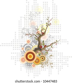 Abstract floral design with a tree, vector illustration series.
