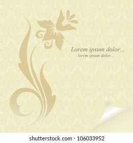 Abstract floral design. Vector illustration. Flora background (background behind the panel is complete).