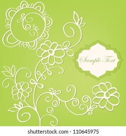 Abstract floral design. Vector illustration with frame. Flora background.