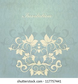 Abstract floral design. Vector illustration. Vintage invitation card