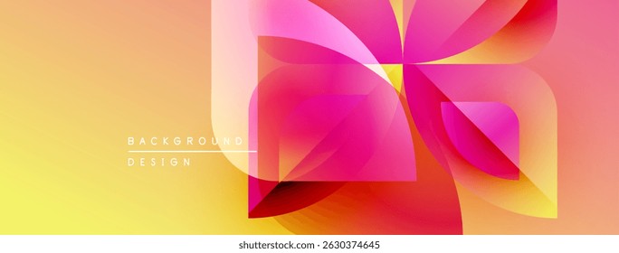 Abstract floral design. Vibrant gradients blend yellow, orange, pink hues. Modern background suitable for digital projects.