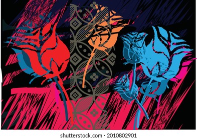 Abstract floral design, wall art, vector design illustration. creative graphic design shapes with textured geometric shapes. minimalistic abstract geometric face. EPS 10