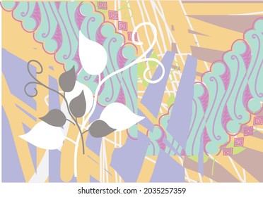 Abstract floral design, wall art, vector design illustration. creative graphic design shapes with textured geometric shapes. minimalistic abstract geometric face. EPS 10