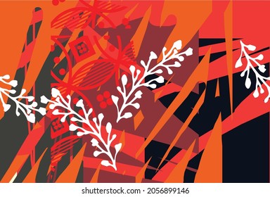 Abstract floral design, wall art, vector design illustration. creative graphic design shapes with textured geometric shapes. minimalistic abstract geometric face. EPS 10