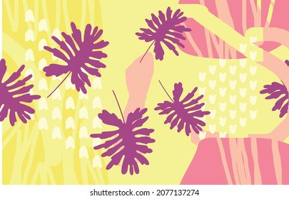 Abstract floral design, wall art, vector design illustration. creative graphic design shapes with textured geometric shapes. minimalistic abstract geometric face. EPS 10