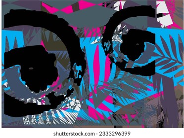 Abstract floral design, wall art, vector design illustration. creative graphic design shapes with textured geometric shapes. minimalistic abstract geometric face. EPS 10