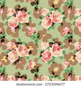 Diseño digital floral Abstractas con colores vibrantes, Formas modernas, patrón de repetición sin costuras, ideal para la impresión de telas, textiles de moda, Fondos de pantalla, aplicaciones de proyectos de diseño de superficies.