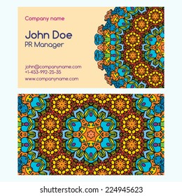 Abstract floral doodle business card template vector illustration