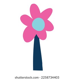 Abstract floral doodle element. Contemporary stylish flower, leave, cone. Flat vector cartoon illustration isolated on white background.