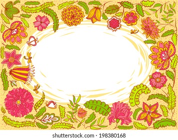 Abstract floral doodle frame