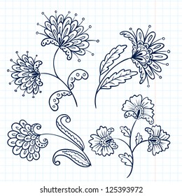 Abstract floral doodle vector