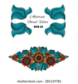 Abstract floral doodle vector background pattern with space for text. Bright template design for card isolated on white background.