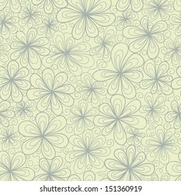 Abstract floral doodle vector seamless pattern