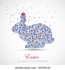 Abstract floral easter rabbit. Vector