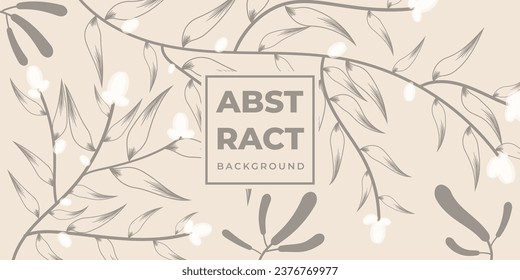 Abstract floral element background. Vector Hand drawn botanical frame, plants element in pastel color. Template for social media post, invitation, greeting card, poster, advertising, event, wall art.