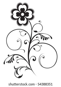 ilustración vectorial de objeto blanco y negro de elemento floral abstracto