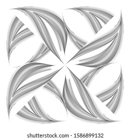 Abstract floral element, geometric halftone lines dynamic pattern, vector texture background.