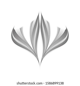 Abstract floral element, geometric halftone lines dynamic pattern, vector texture background.