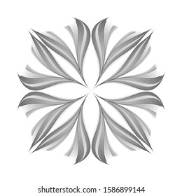 Abstract floral element, geometric halftone lines dynamic pattern, vector texture background.