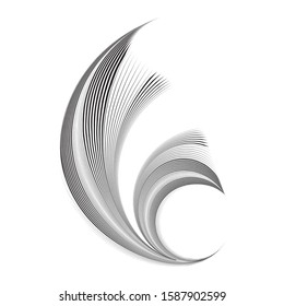 Abstract floral element, geometric halftone lines dynamic pattern, vector modern design texture background.