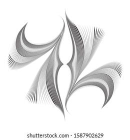 Abstract floral element, geometric halftone lines dynamic pattern, vector modern design texture background.