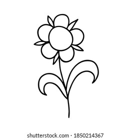 Abstract floral element. Single doodle outline flower Design for social networks, web, advertising