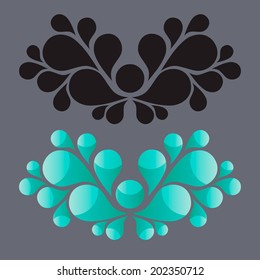 Abstract floral element, swirl flower design, silhouette