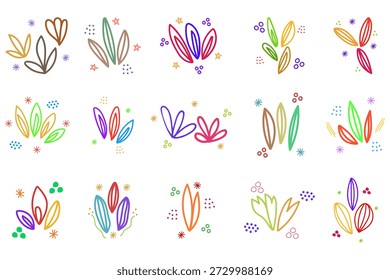 Conjunto de ilustración de Elementos florales Abstractas