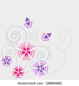 Abstract floral elements on a gray background. Vector illustration