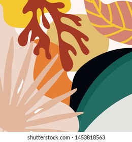 Abstract floral elements paper collage.Vector illustration hand drawn.Sketch ready for contemporary scandinavian flat design- poster, invitation, post card, t-shirt design.