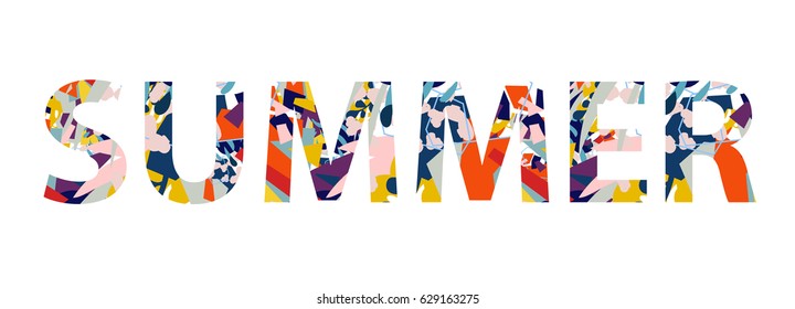 Abstract floral elements paper collage.Vector illustration hand drawn.Sketch ready for contemporary scandinavian flat design- poster, invitation, post card, t-shirt design.Summer.