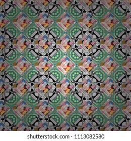 Abstract floral elements seamless pattern. Vector sketch ready for contemporary flat design for poster, invitation, post card, textile design in green, black and orange colors.