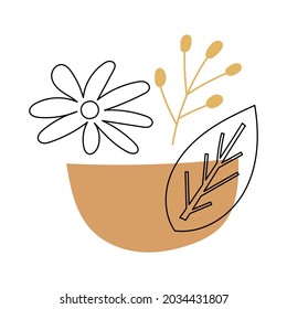 Abstract floral elements in a vase. Vector illustration. 