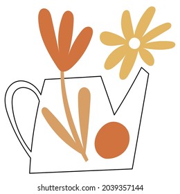 Abstract floral elements in a vase. Vector illustration. 