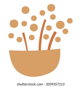 Abstract floral elements in a vase. Vector illustration. 