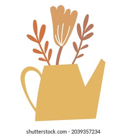 Abstract floral elements in a vase. Vector illustration. 