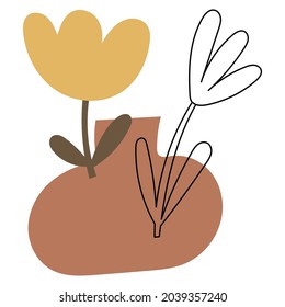 Abstract floral elements in a vase. Vector illustration. 